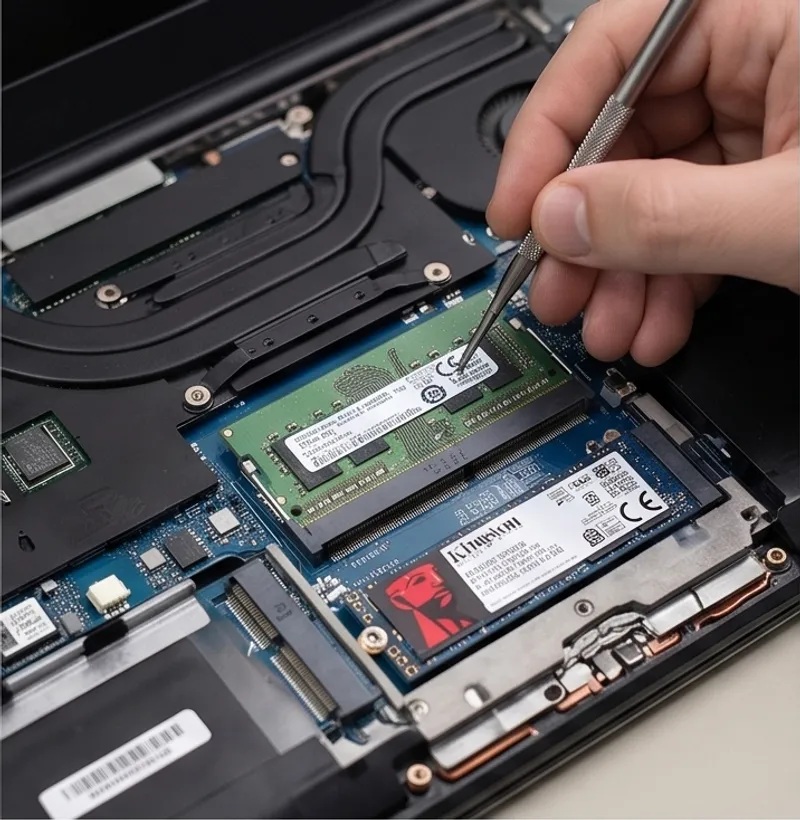 Upgrade de SSD NVMe e memória RAM em notebook