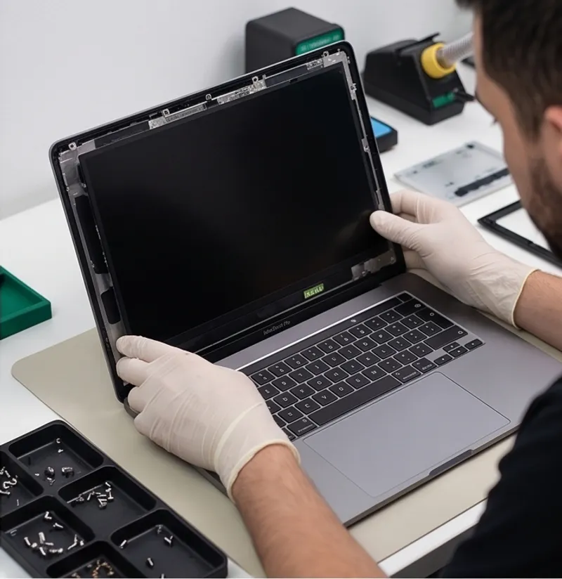 Substituição de tela e teclado de notebook